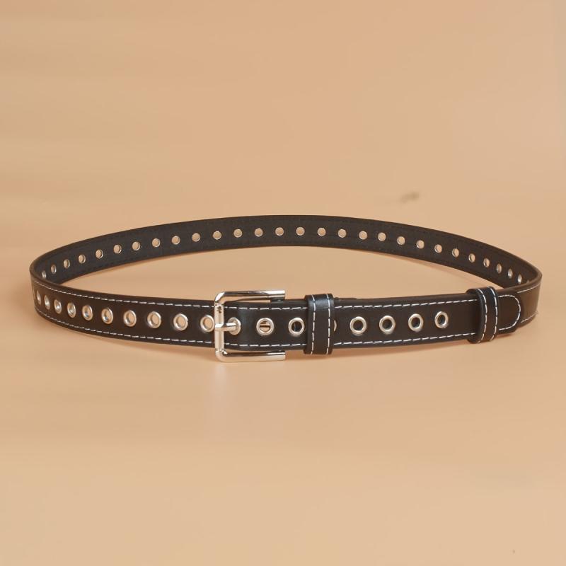 Women's Thin No Hole Eyelet Belt For Jeans Pants Dress