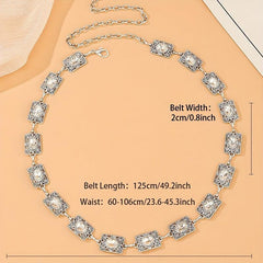 Boho Rhinestone Waist Chain Belt for Women