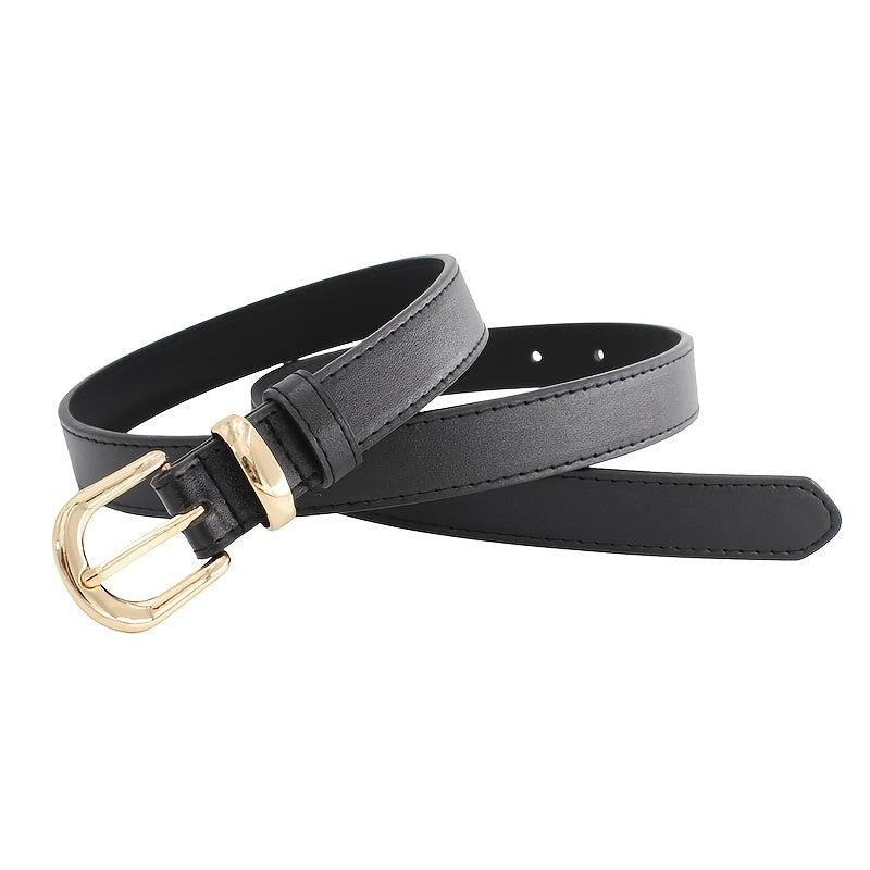Casual PU Leather Belt with Golden Pin Buckle for Women