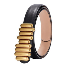 Women's Leather Belt with Metal Buckle for Dress Coat Suit Skirt