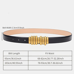 Women's Leather Belt with Metal Buckle for Dress Coat Suit Skirt