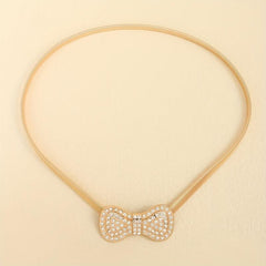 Rhinestone Bow Waist Chain Elastic Belt for Women