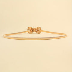 Rhinestone Bow Waist Chain Elastic Belt for Women