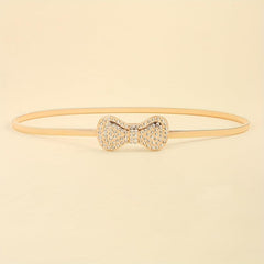 Rhinestone Bow Waist Chain Elastic Belt for Women