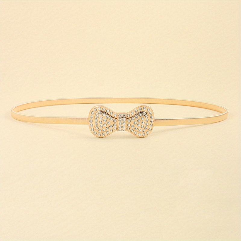 Rhinestone Bow Waist Chain Elastic Belt for Women