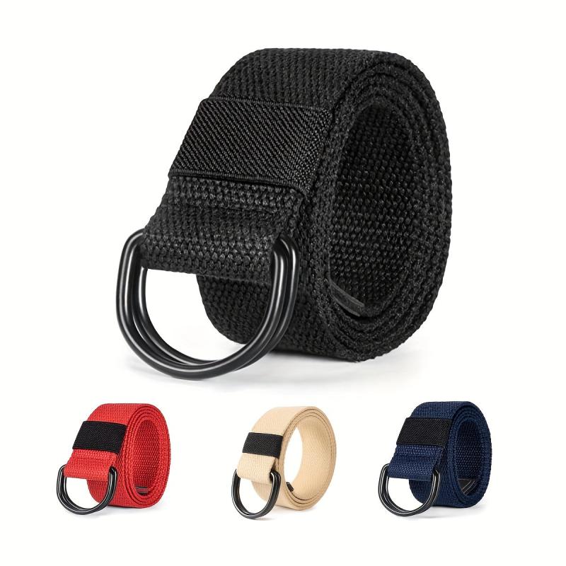 Men's Double D Ring Buckle Belt Casual Canvas Belt