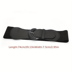 Vintage Embossed Wide Waist Belt Elastic Dress Coat Girdle Women