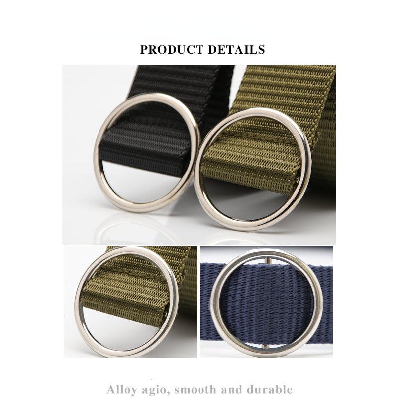 Unisex Braided Waist Belt Round Buckle Casual Nylon Belts