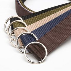 Unisex Braided Waist Belt Round Buckle Casual Nylon Belts