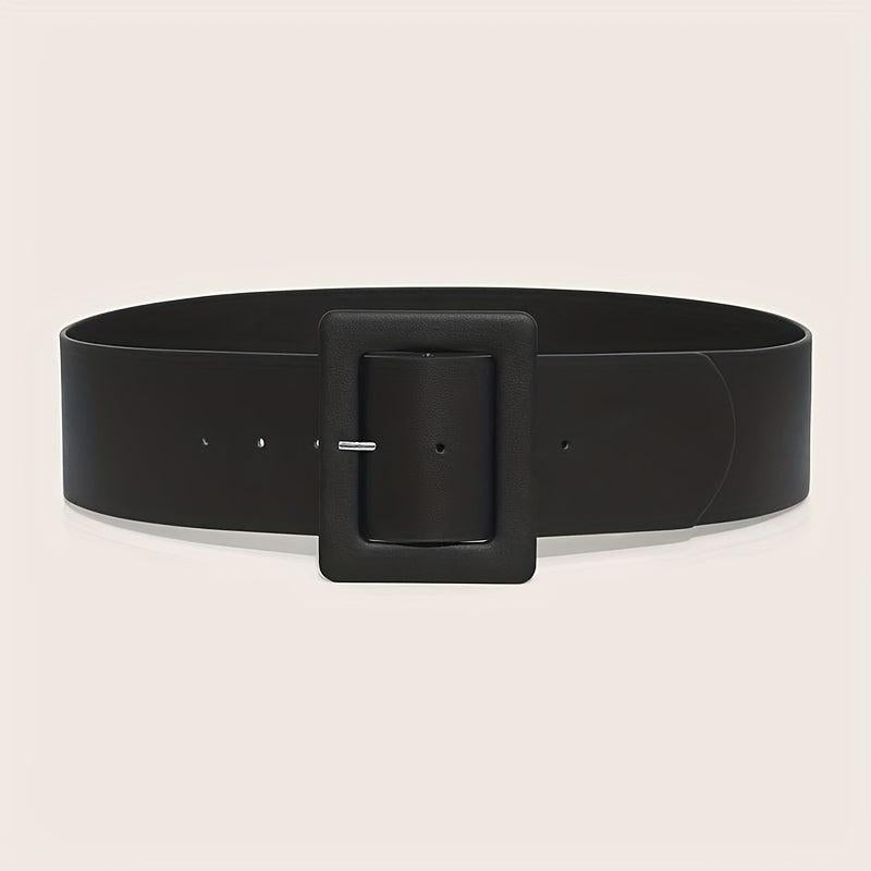  Wide PU Belt Square Buckle Women Coat Belt Dress Girdle