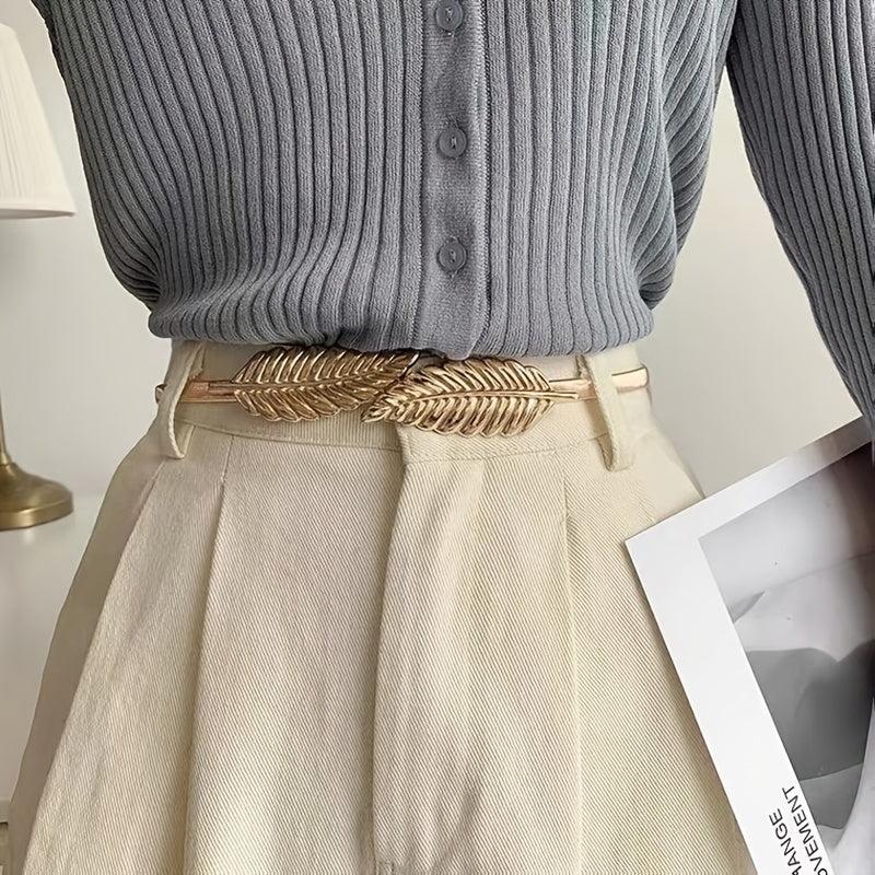 Elastic Leaf Waist Belt for Dress Skirts Jeans Pant