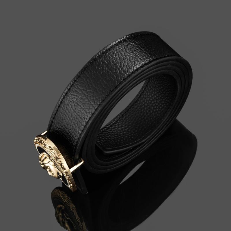 Cowhide Beauty Head Smooth Buckle Leather Belt For Men