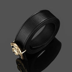 Cowhide Beauty Head Smooth Buckle Leather Belt For Men