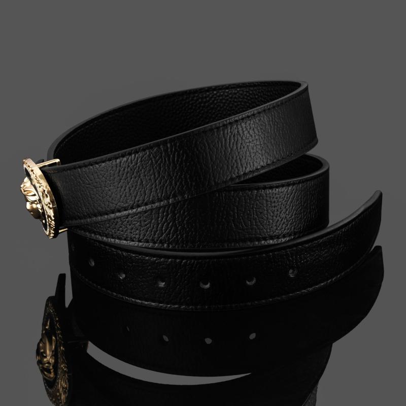 Cowhide Beauty Head Smooth Buckle Leather Belt For Men