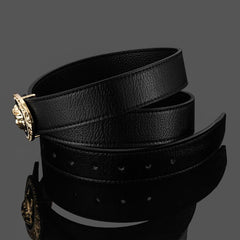 Cowhide Beauty Head Smooth Buckle Leather Belt For Men