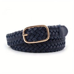 Classic Braided PU Belt Hollow Out Pin Buckle Waist Belt Women