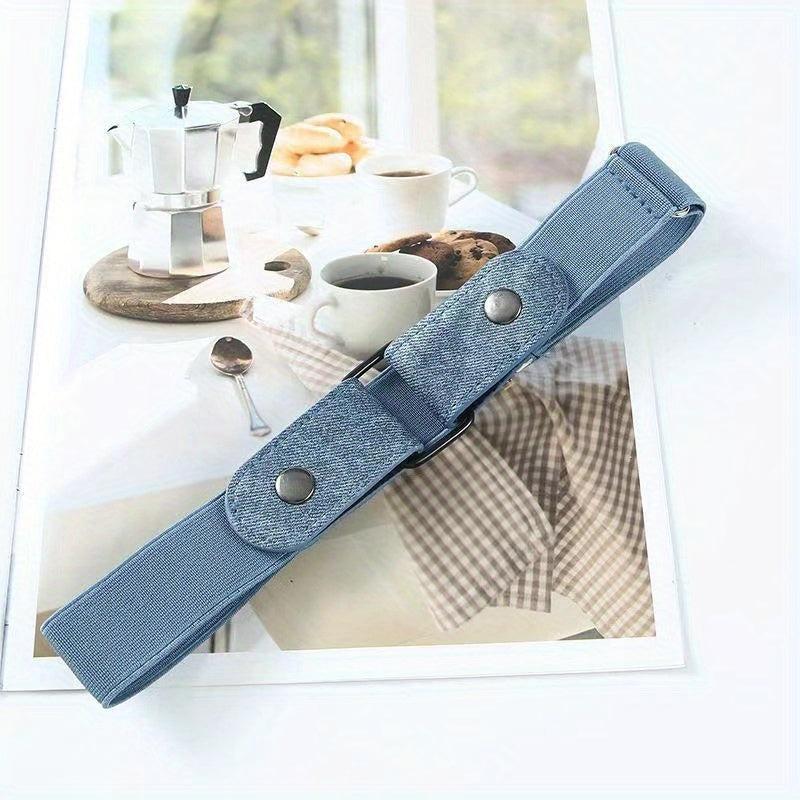 Square Metal Buckle Elastic Belt Casual PU Belts Adjustable Stretch Waist Belt