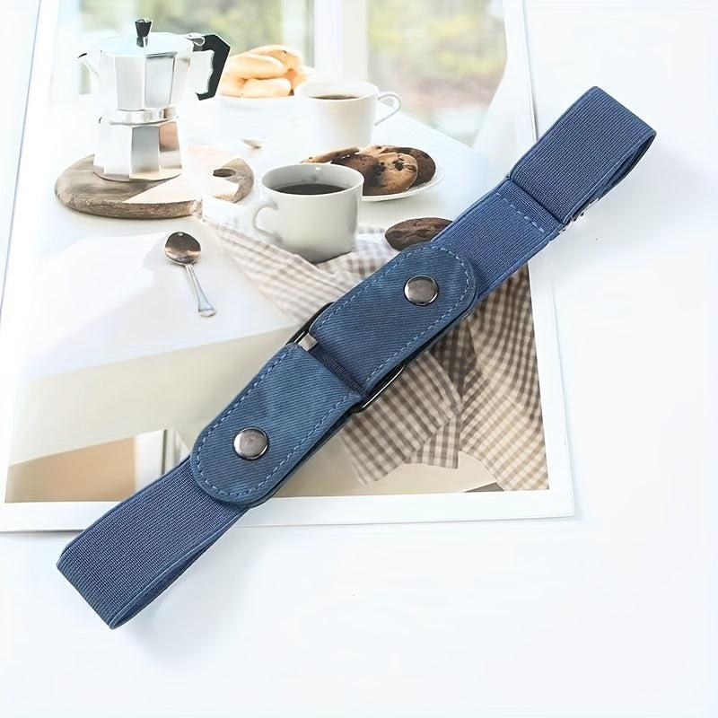 Square Metal Buckle Elastic Belt Casual PU Belts Adjustable Stretch Waist Belt