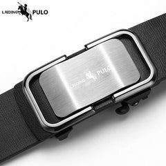 PULO Leather Belt Men's Automatic Buckle Casual Pants Belt