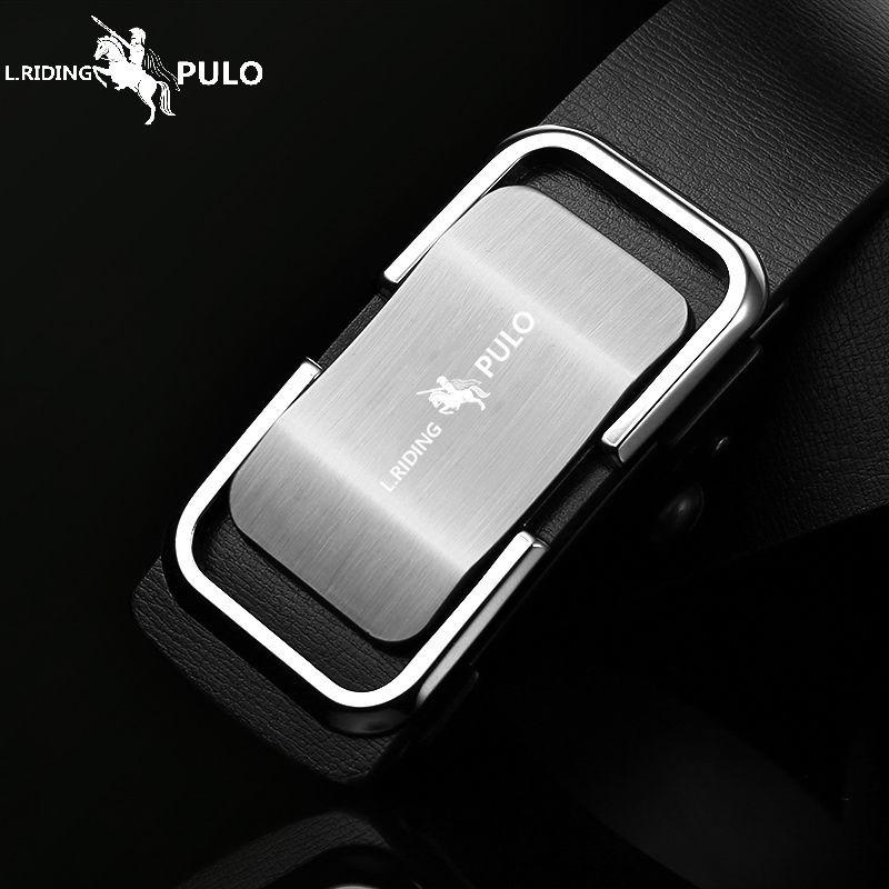 PULO Leather Belt Men's Automatic Buckle Casual Pants Belt