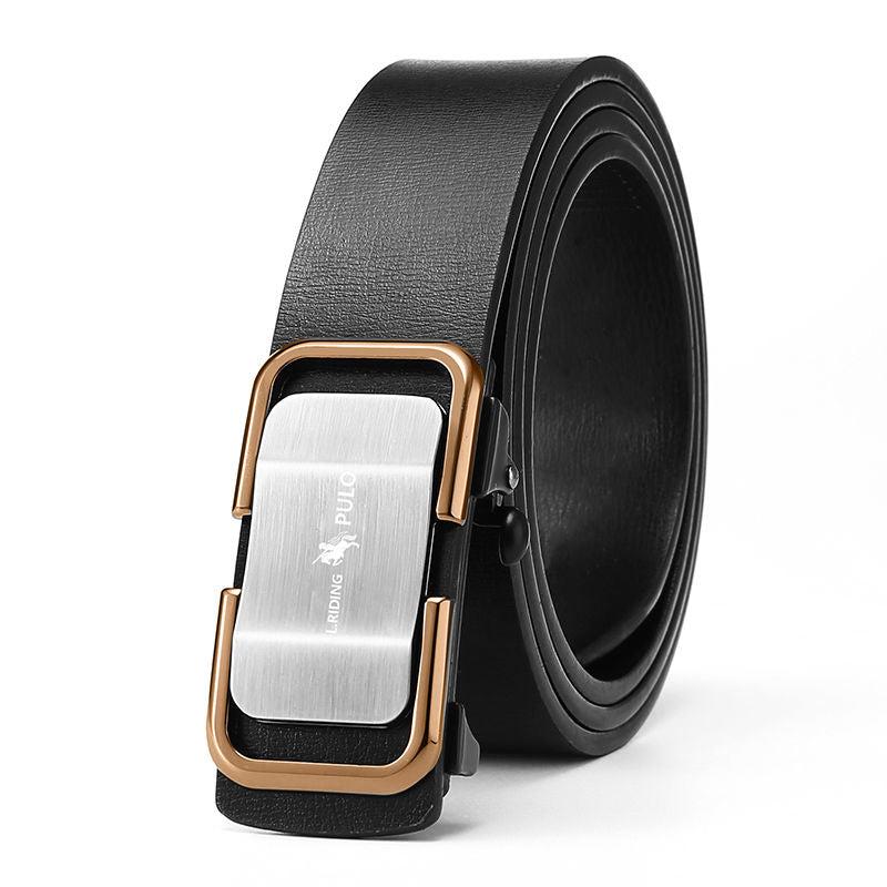 PULO Leather Belt Men's Automatic Buckle Casual Pants Belt