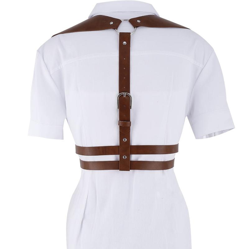 Women's PU Leather Harness Belt Punk Body Chain Waist Belt Halter