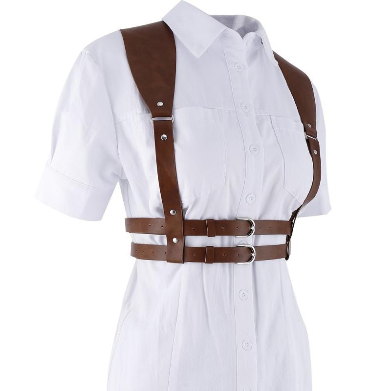 Women's PU Leather Harness Belt Punk Body Chain Waist Belt Halter