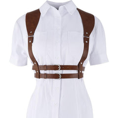 Women's PU Leather Harness Belt Punk Body Chain Waist Belt Halter