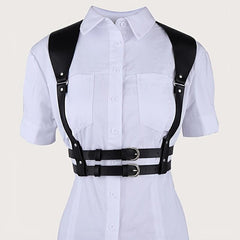 Women's PU Leather Harness Belt Punk Body Chain Waist Belt Halter