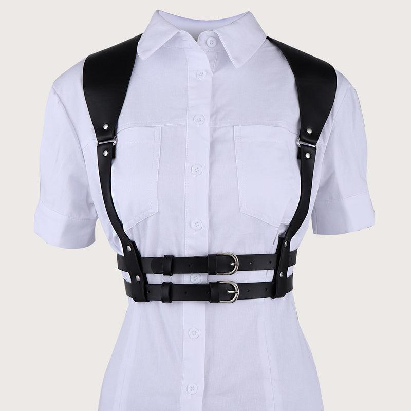 Women's PU Leather Harness Belt Punk Body Chain Waist Belt Halter