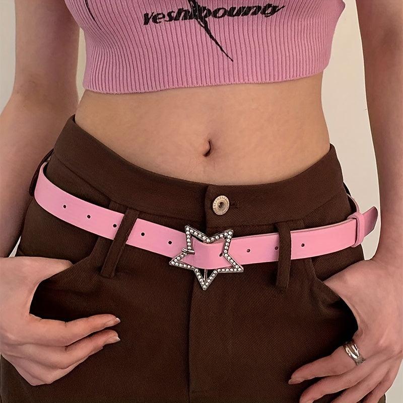 Pink Rhinestone Star Buckle Y2K Belt
