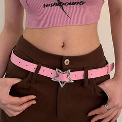 Pink Rhinestone Star Buckle Y2K Belt