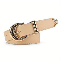 Geometric Buckle PU Belt Vintage Solid Waist Belt for Women