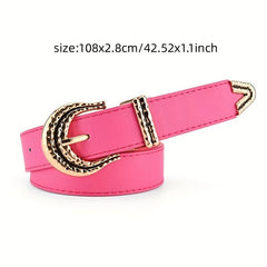 Geometric Buckle PU Belt Vintage Solid Waist Belt for Women