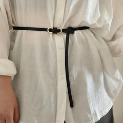 Women's Thin PU Dress Belt Vintage Soft Waistband