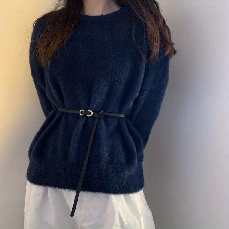Women's Thin PU Dress Belt Vintage Soft Waistband