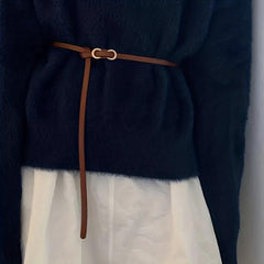 Women's Thin PU Dress Belt Vintage Soft Waistband