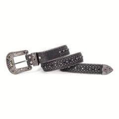 Glitter Rhinestone Rivet Belt Hip Hop Stylish Carved Buckle PU Belt