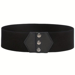 Snap Button Corset Belt PU Wide Elastic Belts For Dress