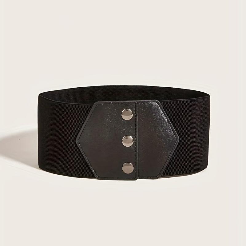 Snap Button Corset Belt PU Wide Elastic Belts For Dress