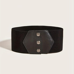 Snap Button Corset Belt PU Wide Elastic Belts For Dress