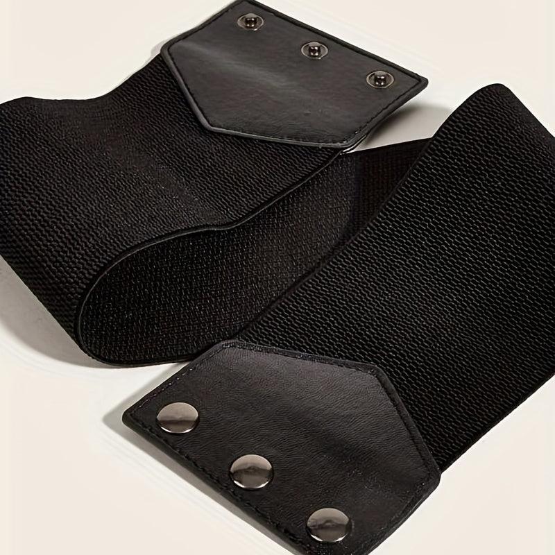 Snap Button Corset Belt PU Wide Elastic Belts For Dress