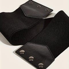 Snap Button Corset Belt PU Wide Elastic Belts For Dress
