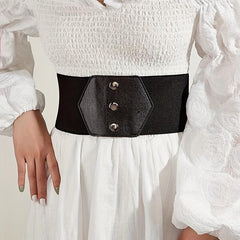 Snap Button Corset Belt PU Wide Elastic Belts For Dress