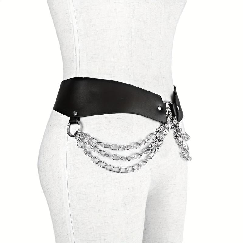 Punk Metal Chain Tassel Belt Gothic O Ring Waist Belt