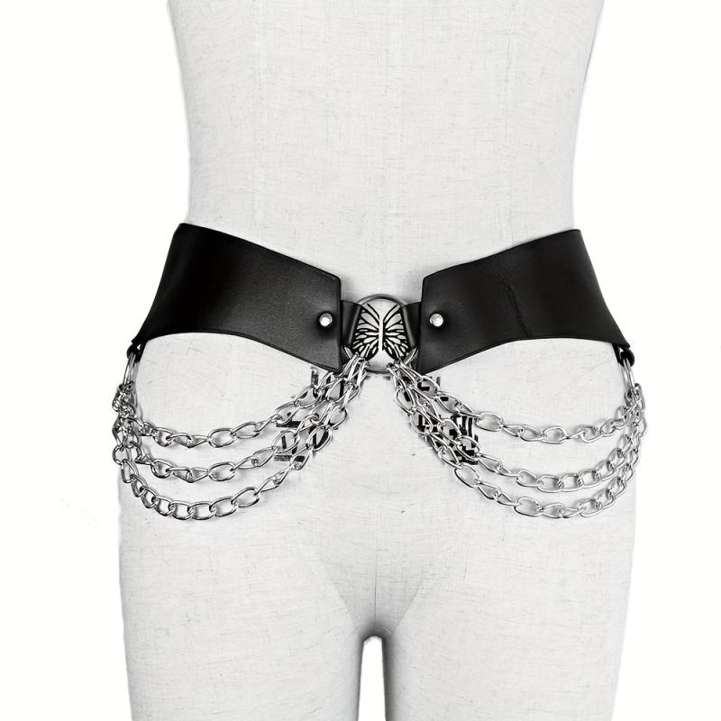 Punk Metal Chain Tassel Belt Gothic O Ring Waist Belt
