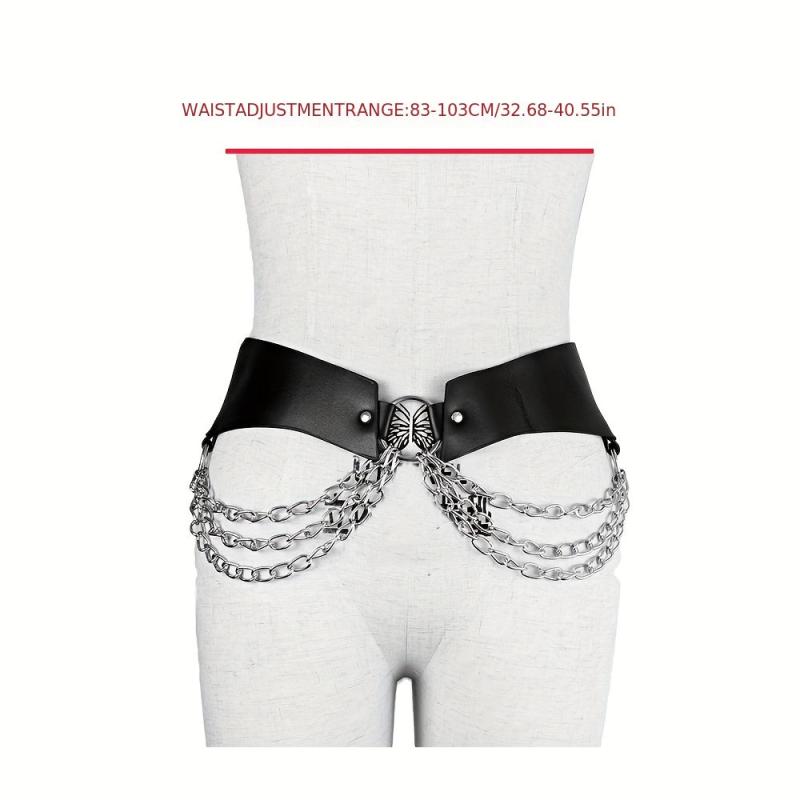 Punk Metal Chain Tassel Belt Gothic O Ring Waist Belt