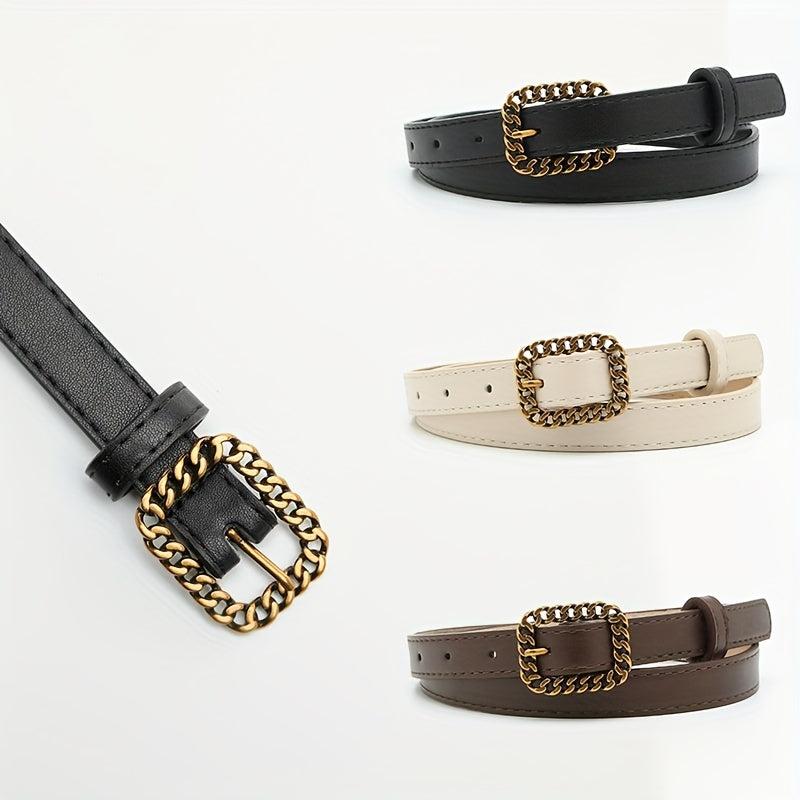 Vintage Hollow Out Buckle PU Waist Belt for Women