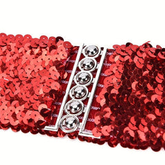 Sequins Buckles Belt Red Y2K Punk Elastic Waistband