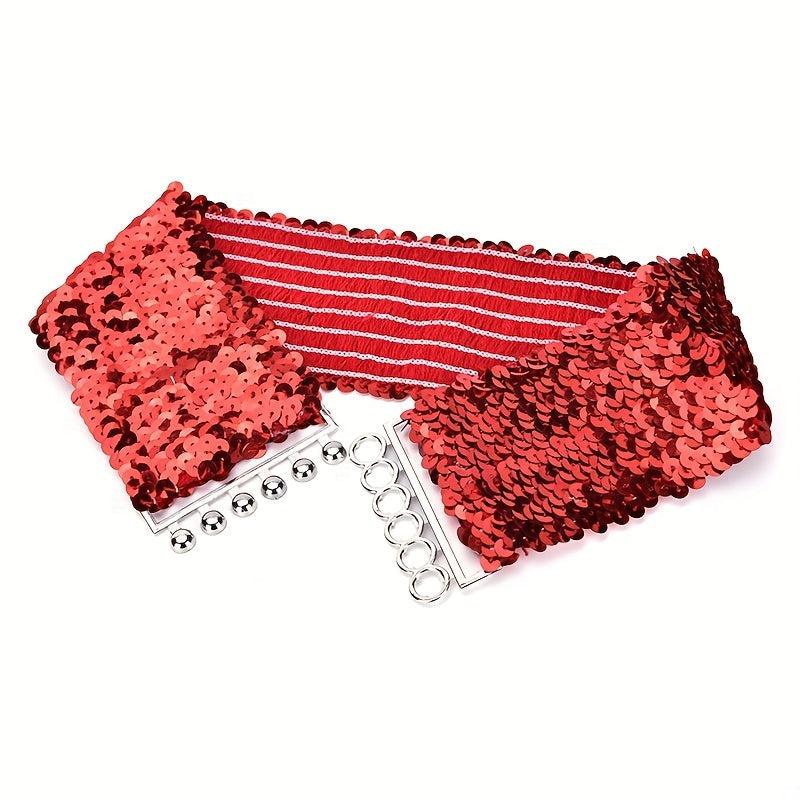 Sequins Buckles Belt Red Y2K Punk Elastic Waistband